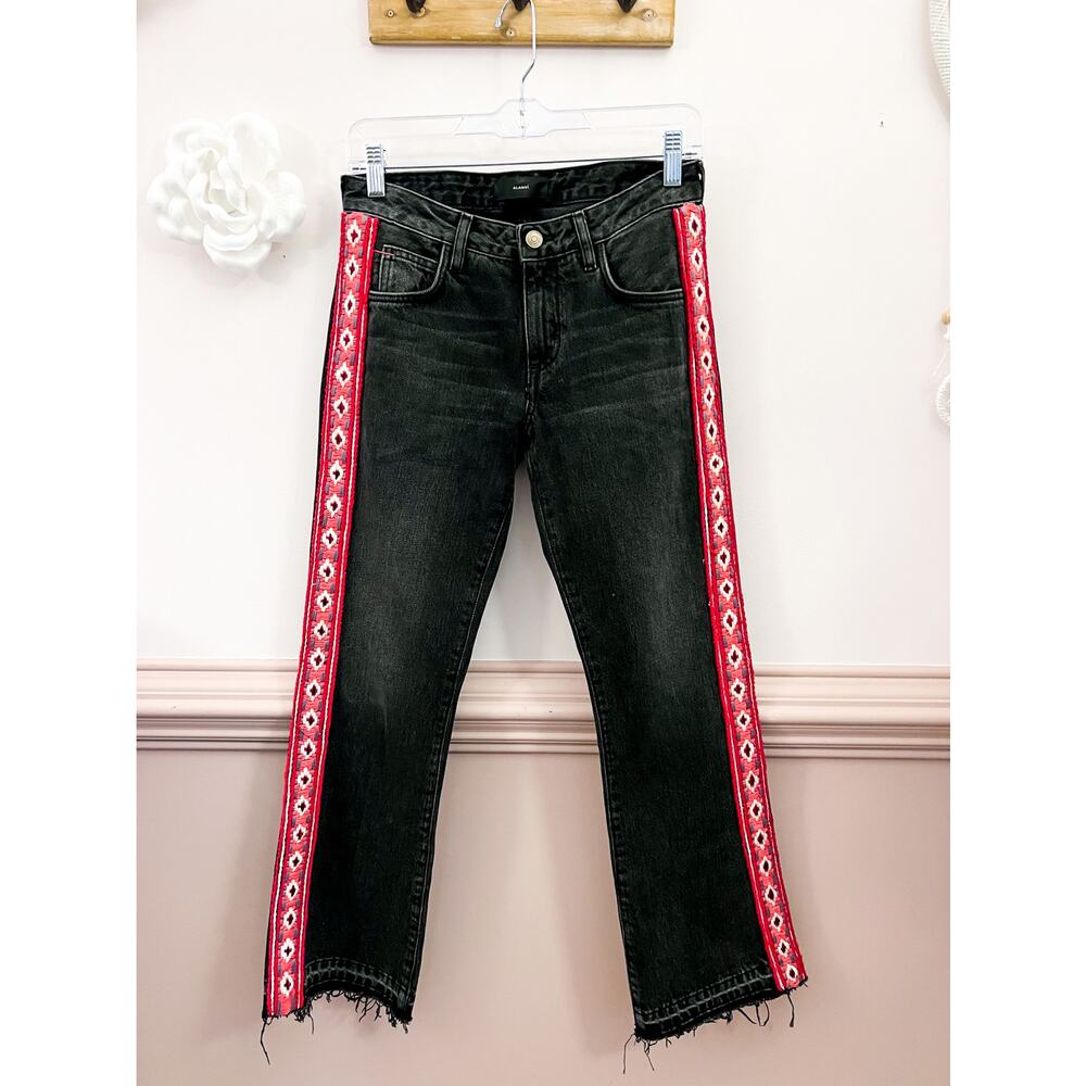 Alanui Embroidered Gray Jeans Size 24 NWT